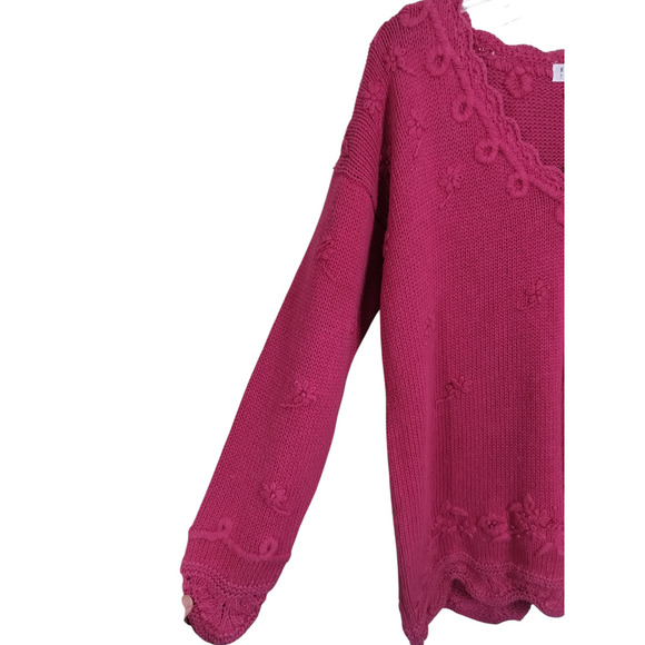3192) Vintage Express Tricot Pink Chunky Sweater Size Medium - Picture 4 of 9